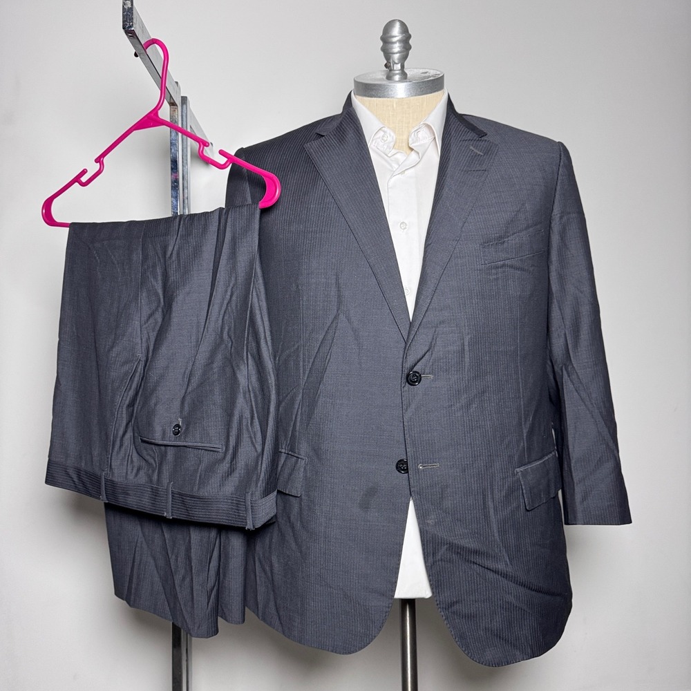 1990s Brooks Brothers Vintage Mens Charcoal Pinstripe Wool Suit 43R 34W